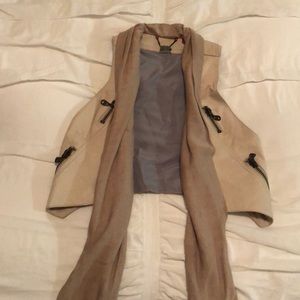 Leather vest with built in scarf